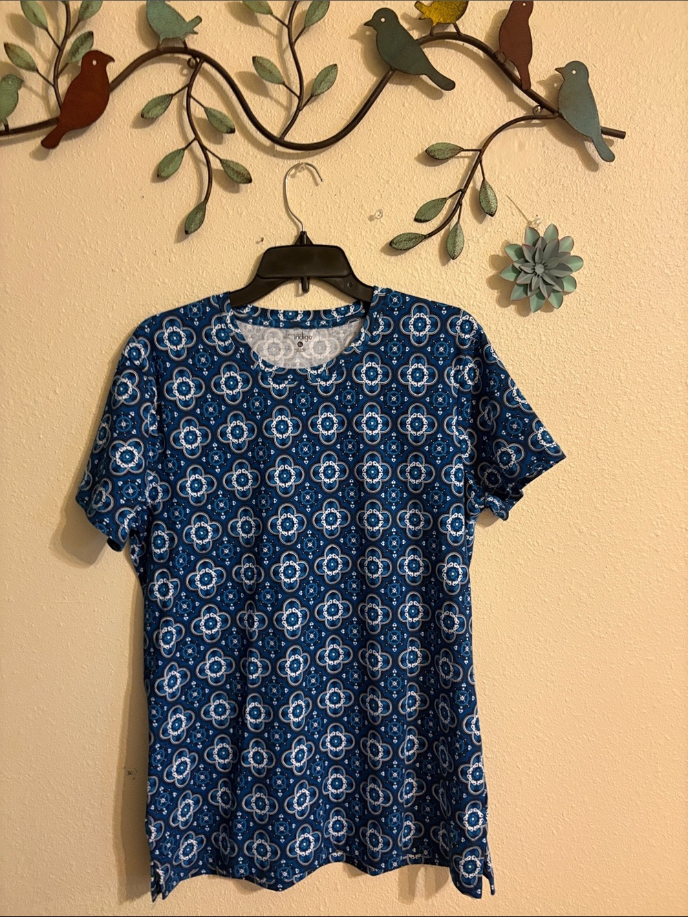 Blue Floral Print Women’s Tee